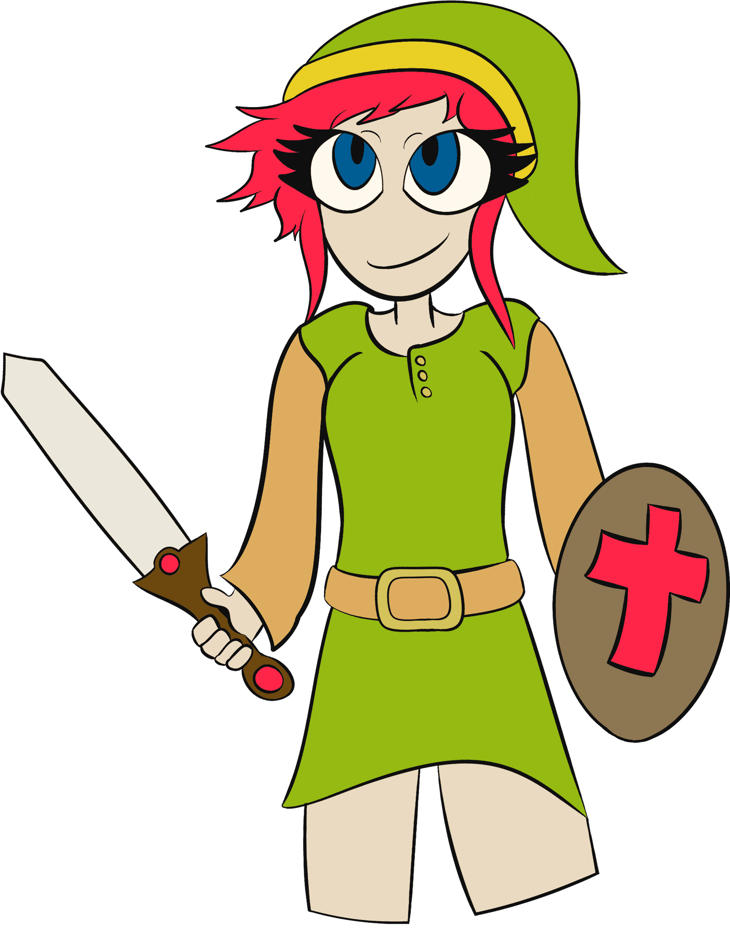Redhead Anime Warrior Girl PNG