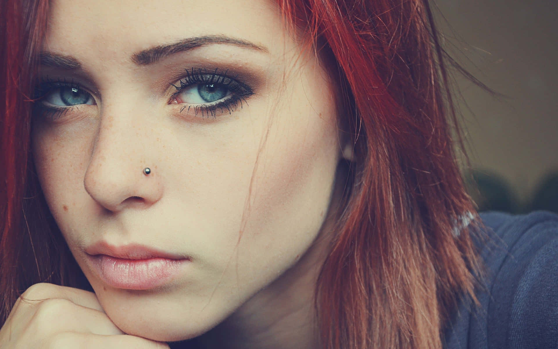 Redhead Girl Piercing Look Wallpaper