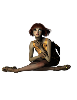 Redhead Girl Sitting In Darkness PNG