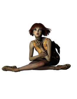 Redhead Girl Sittingin Darkness PNG