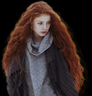 Redhead Woman Autumn Vibes PNG