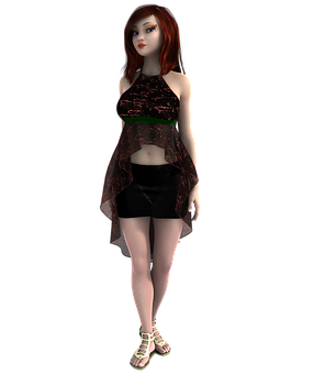 Redhead3 D Character Model PNG