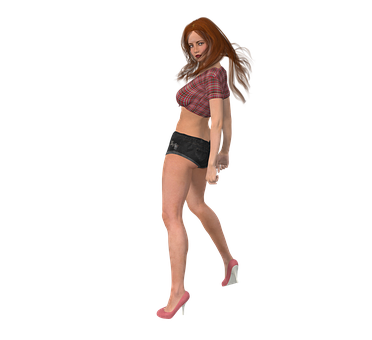 Redhead3 D Model Posing PNG