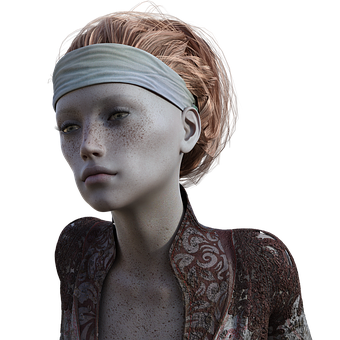 Redheaded Female Mannequinwith Headband PNG