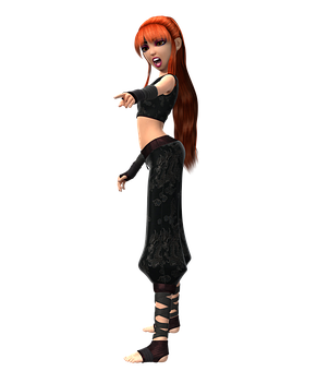 Redheaded3 D Character Pointing PNG