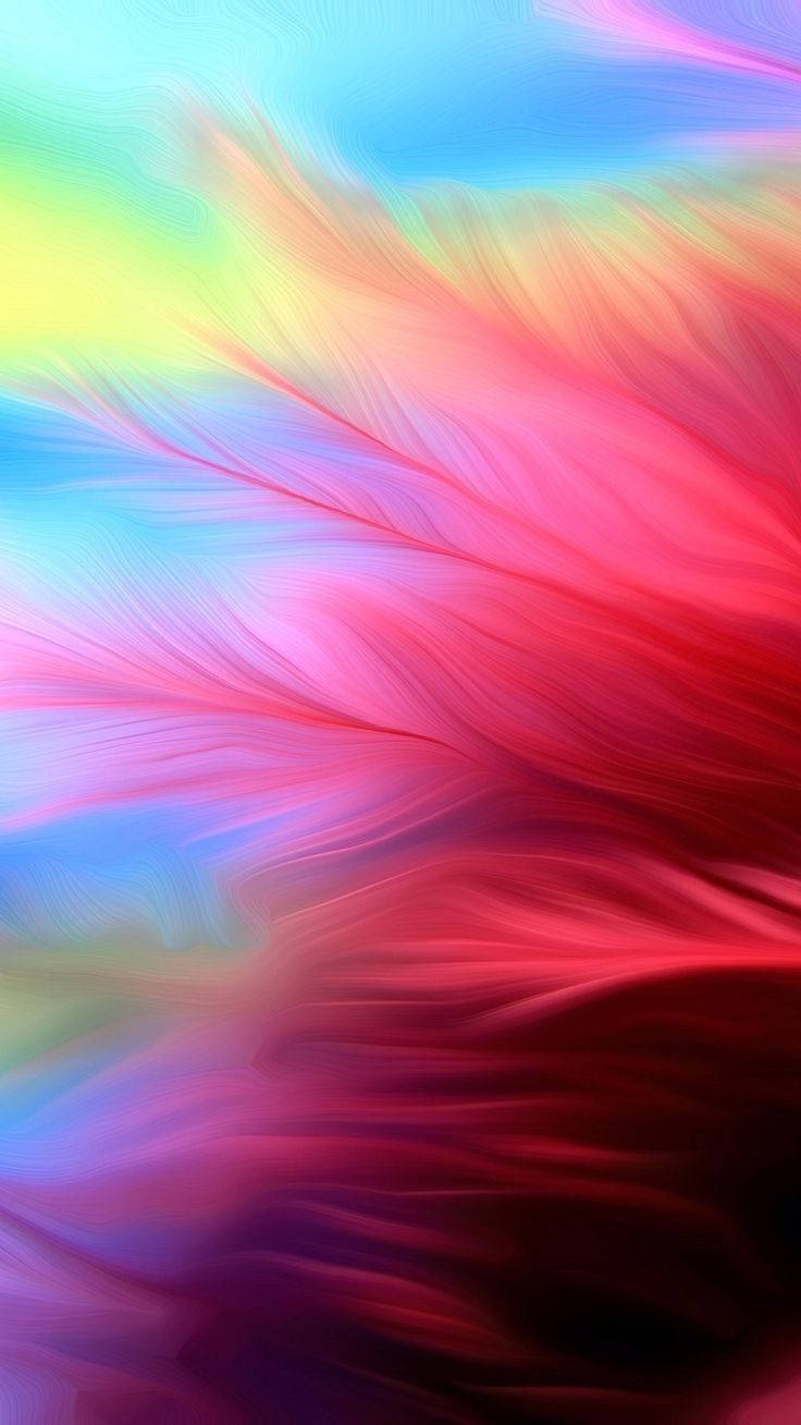 Redmi 9 Red Feathers On Rainbow Wallpaper