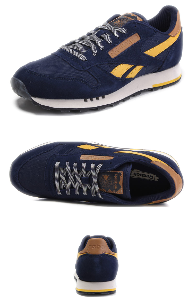 Reebok Classic Navy Yellow Sneakers PNG