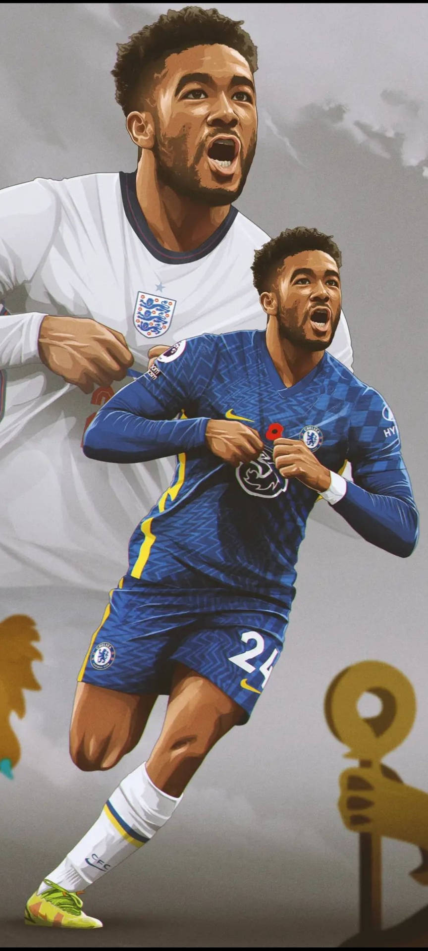Reece James in Action on the Football Field Wallpaper