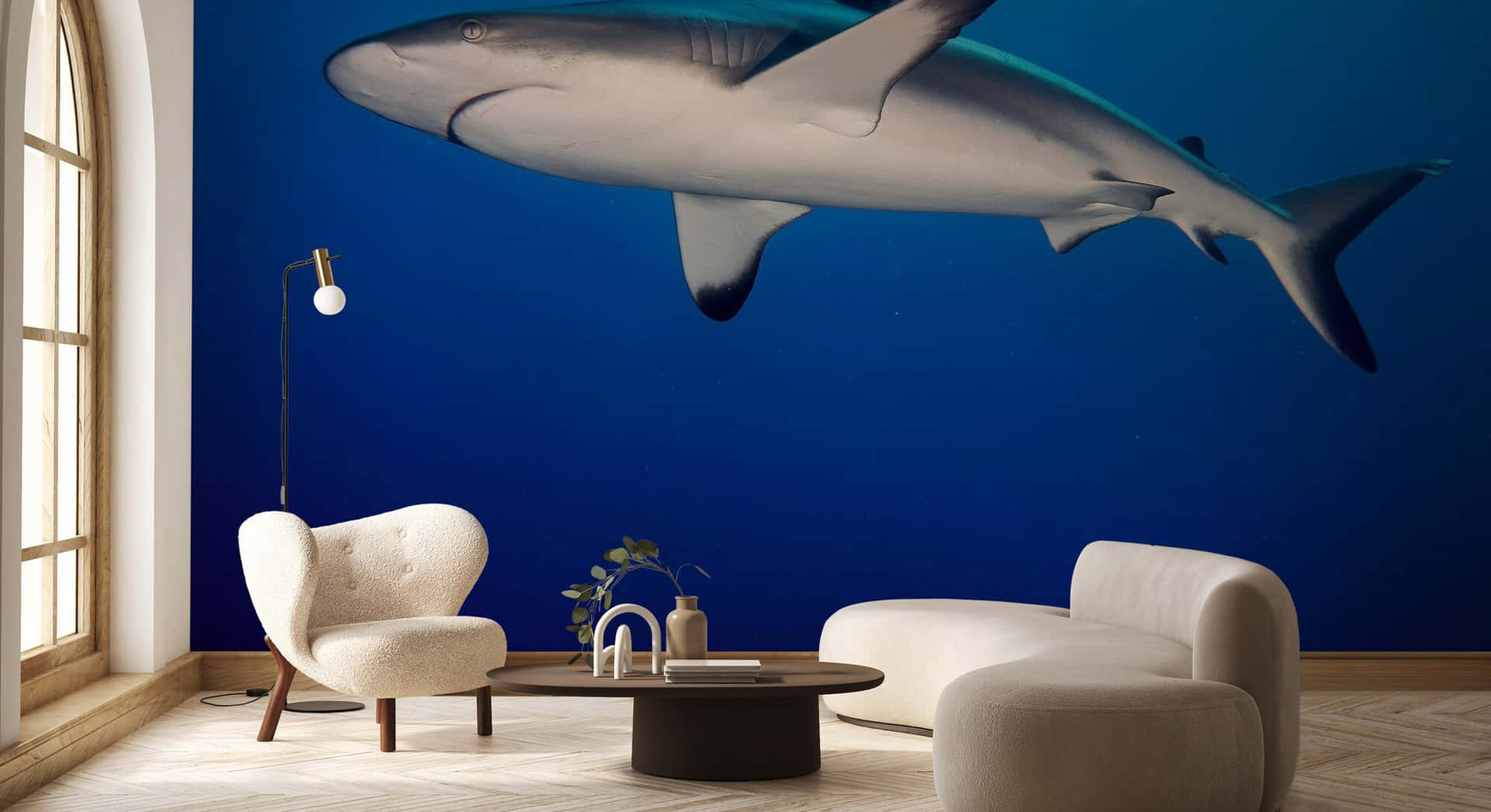 Reef Shark Surreal Living Room Wallpaper