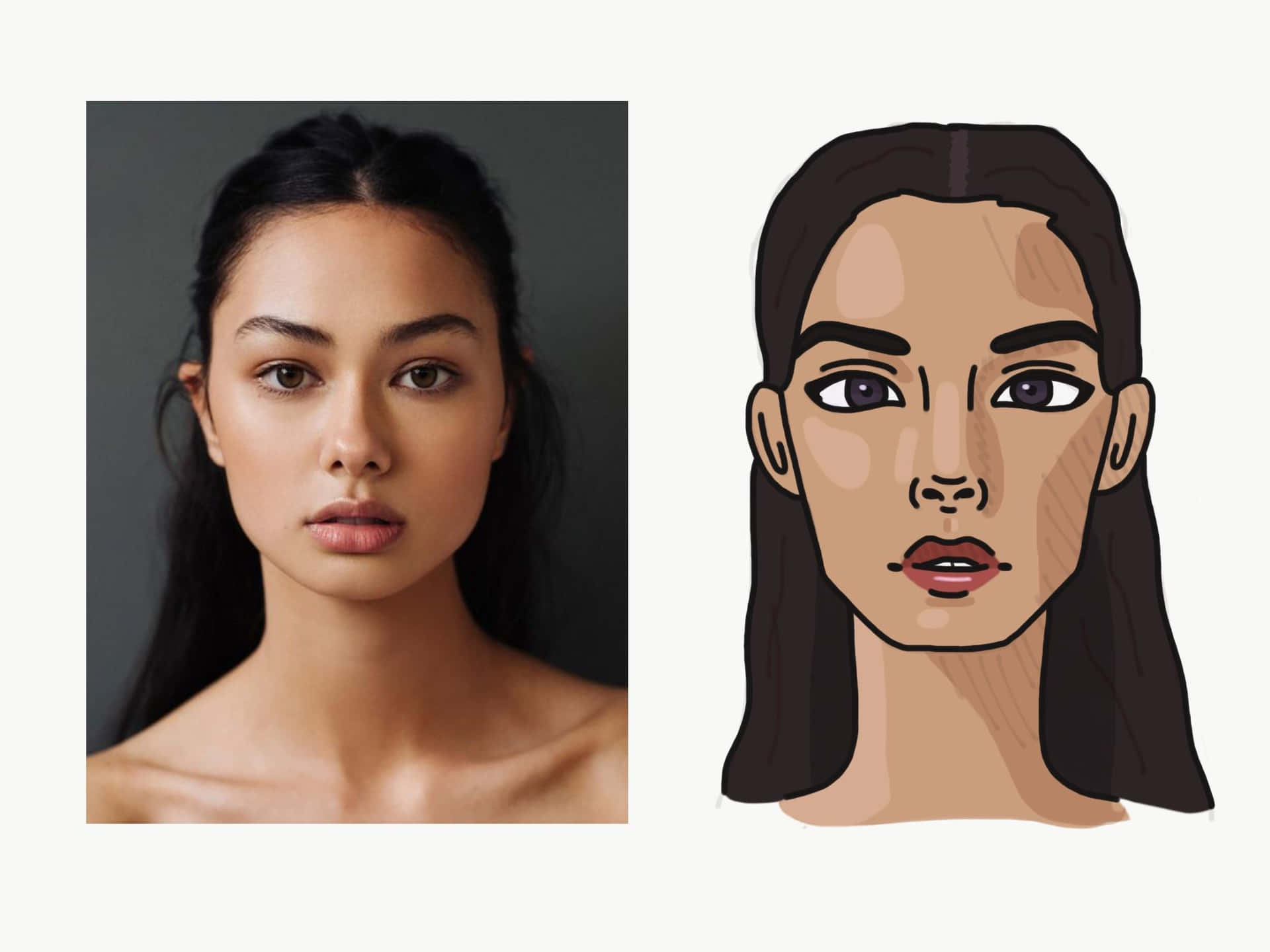 A Woman's Face Before And After A Cartoon Illustration