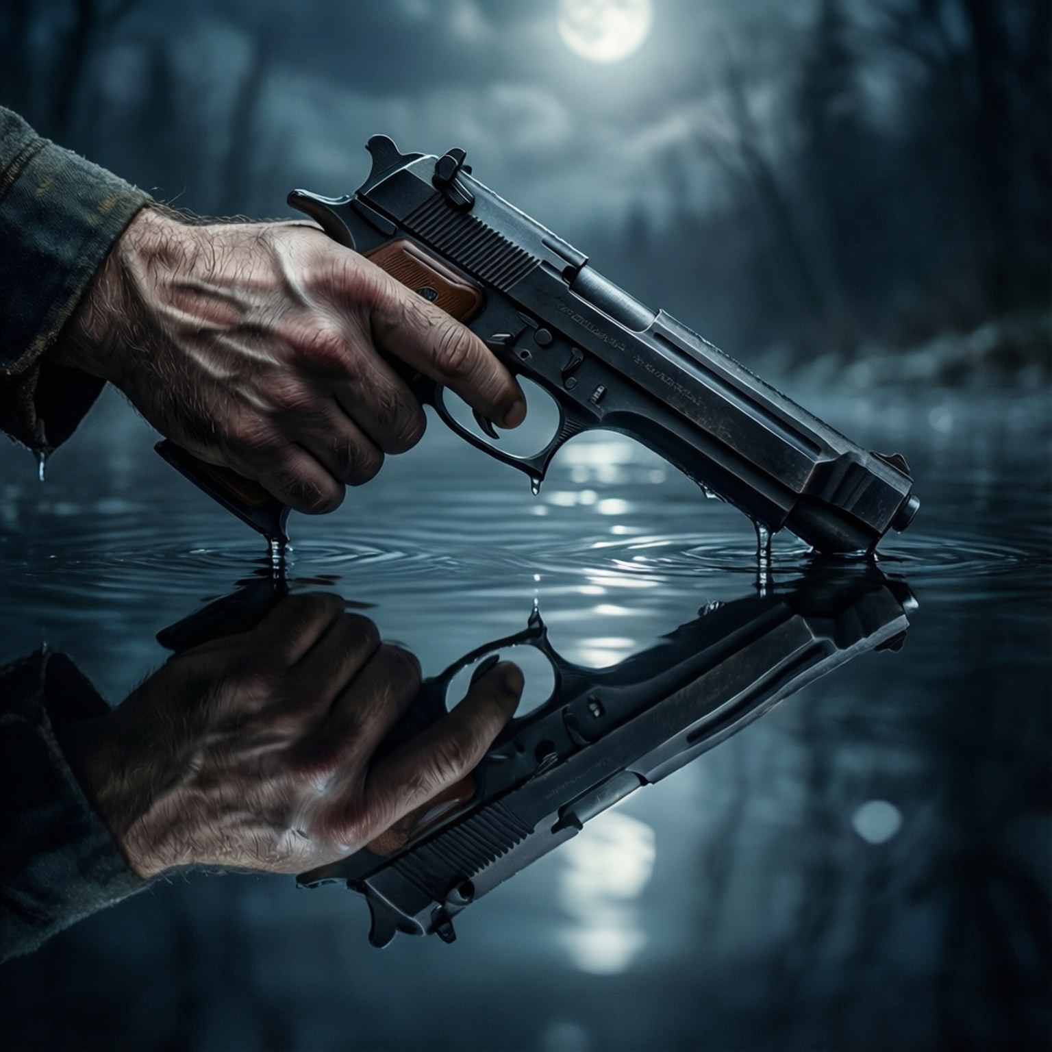 Reflexion Waffe Hand Wallpaper