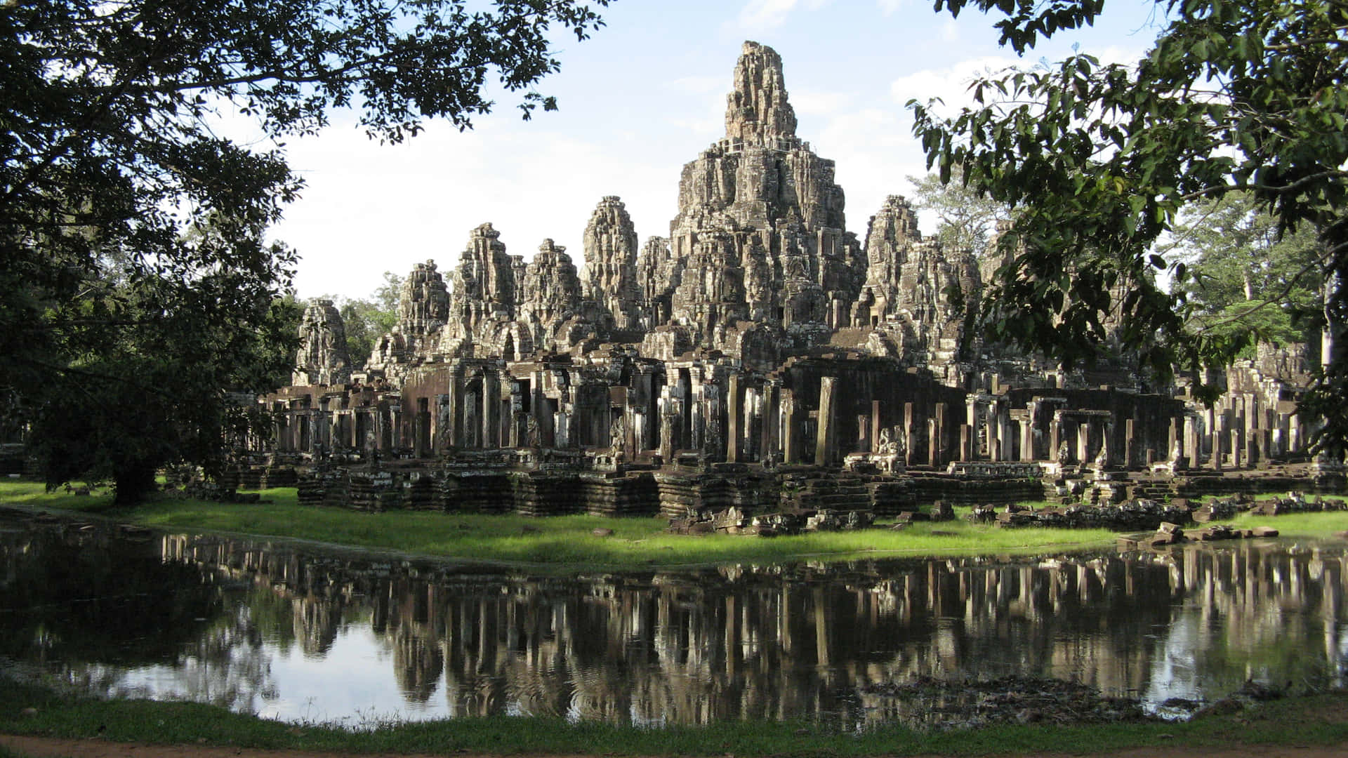 Reflection Of Angkor Thom Desktop Wallpaper
