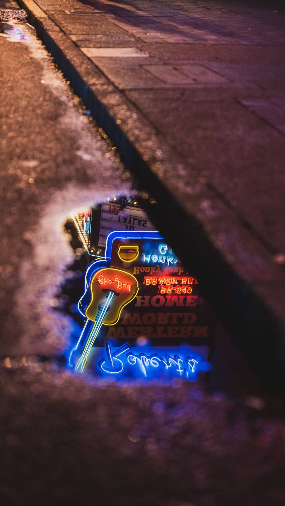 Reflection Of Neon Sign Iphone Wallpaper