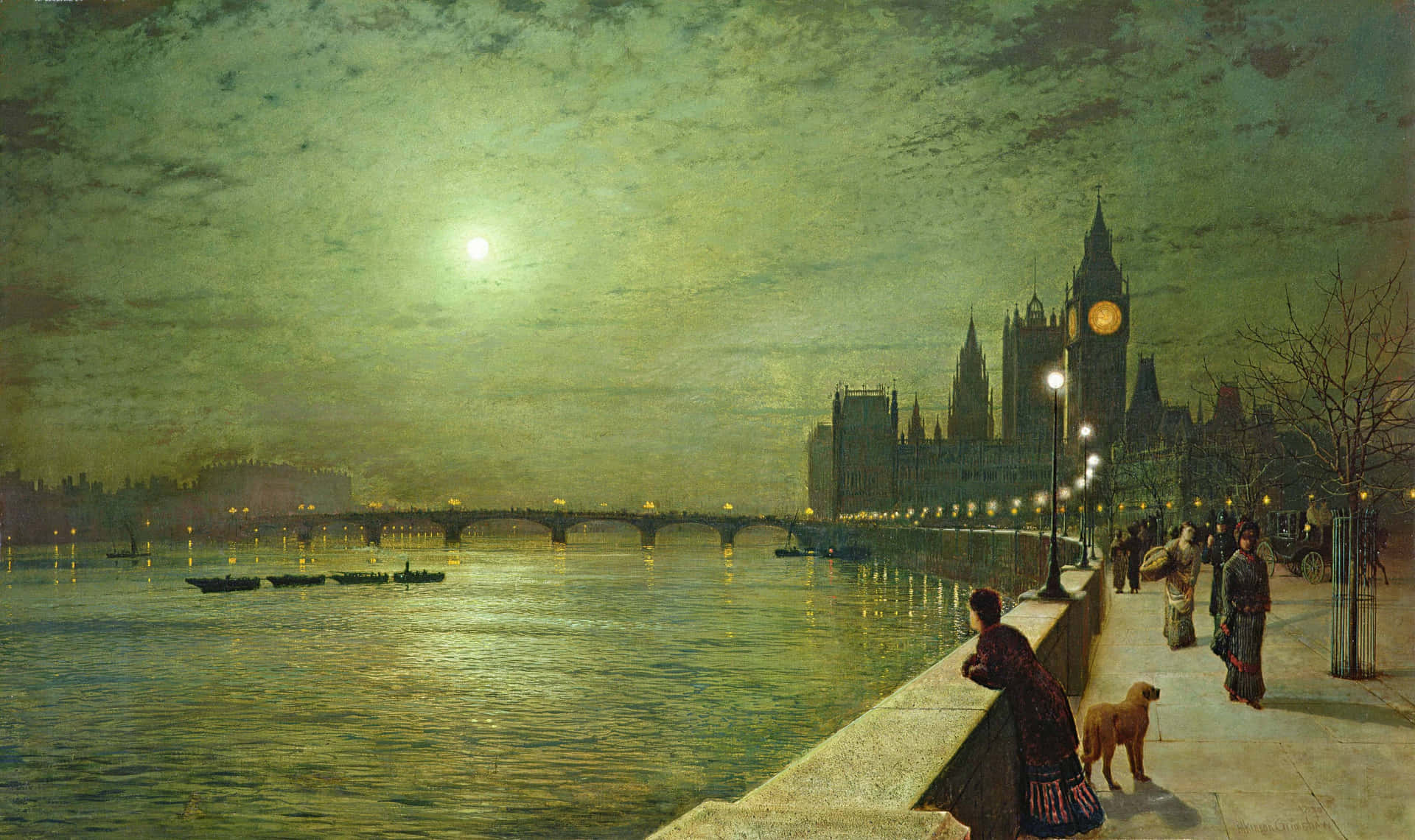 Reflection On The Thames 4K Painting Wallpaper