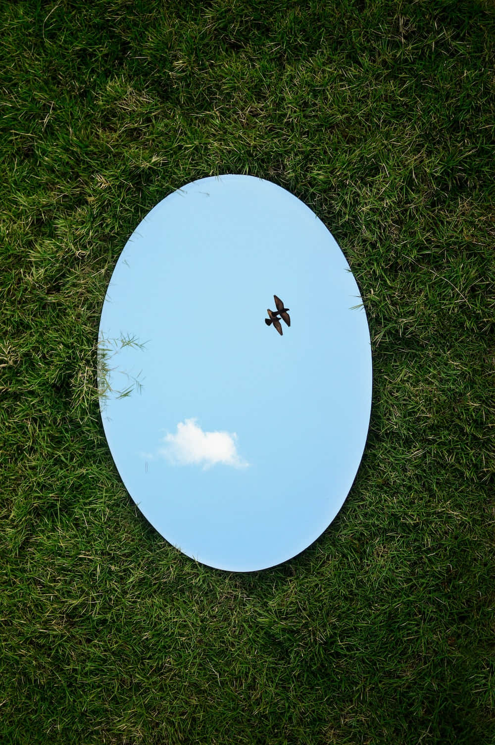 Immaginedi Un Cielo Blu Con Riflesso Rotondo Nello Specchio