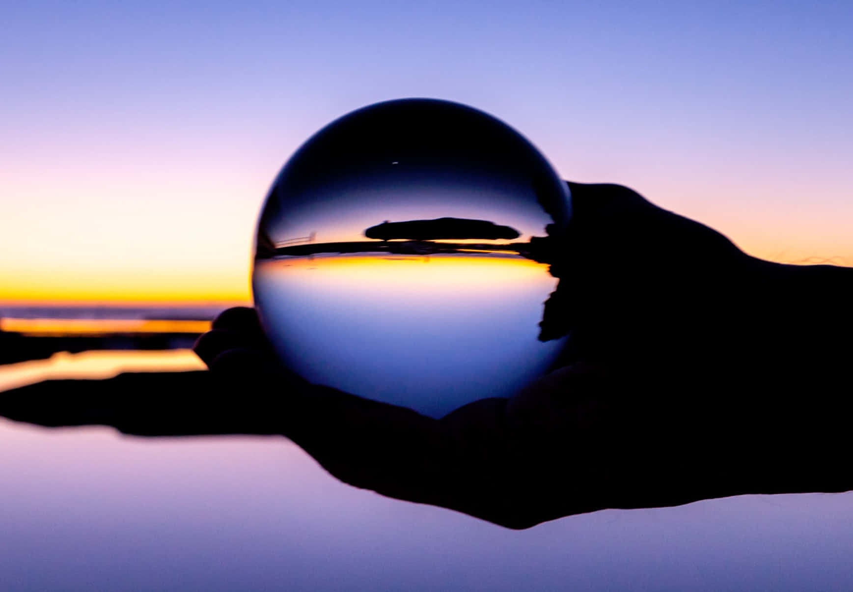 Glass Ball Sunset Reflection Picture