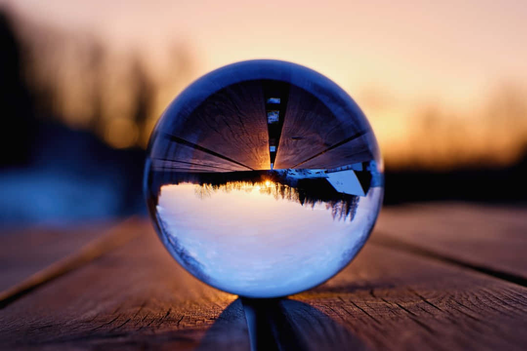 Glass Ball Bright Sunset Reflection Picture