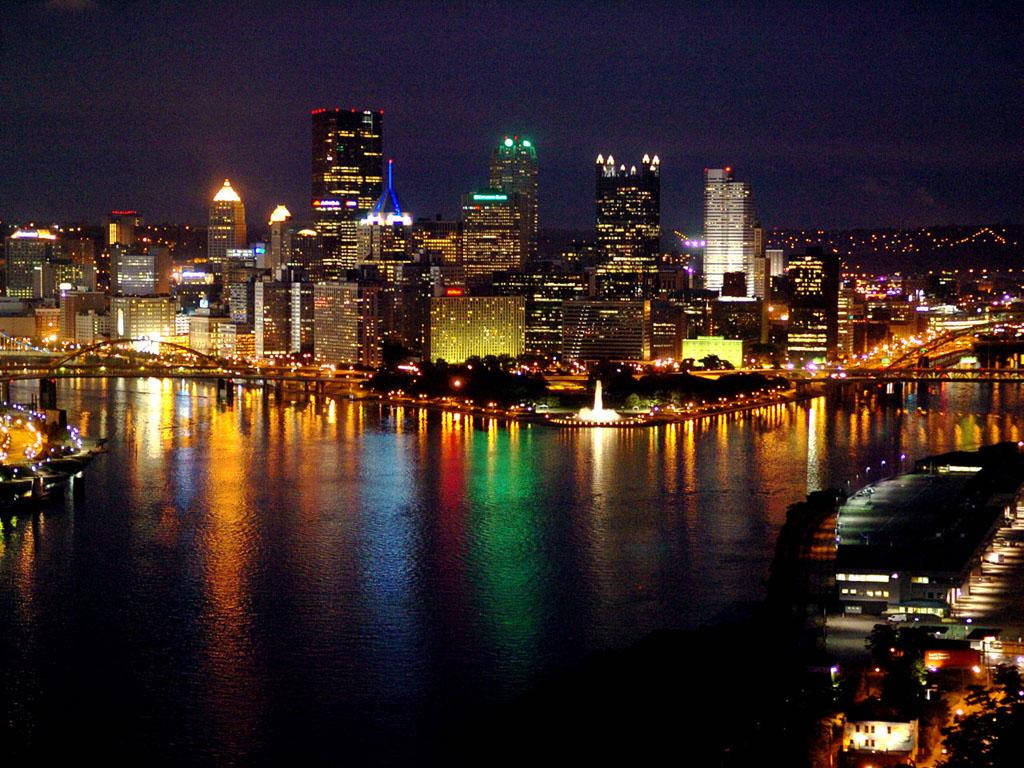 Reflective Pittsburgh Night Background
