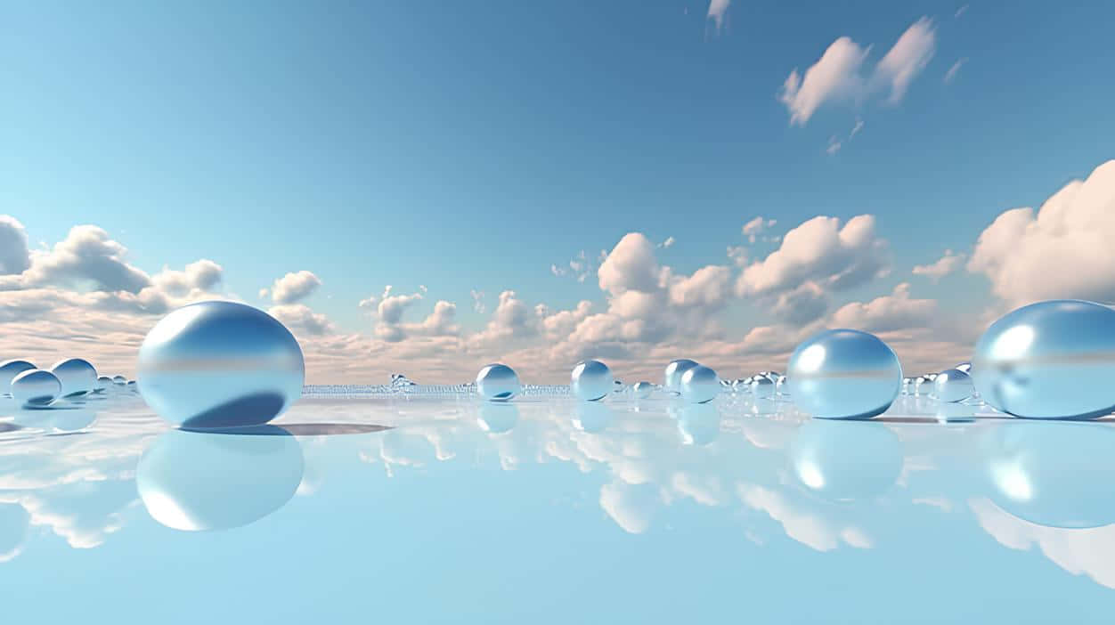 Reflective_ Spheres_ Skyline Wallpaper