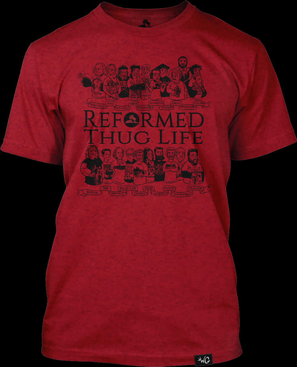 Reformed Thug Life Red Tshirt PNG