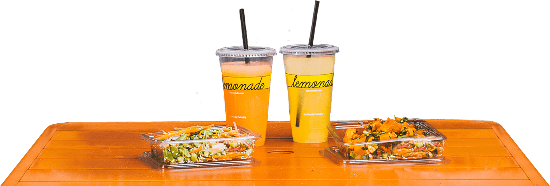 Refreshing Lemonadeand Healthy Saladson Table PNG