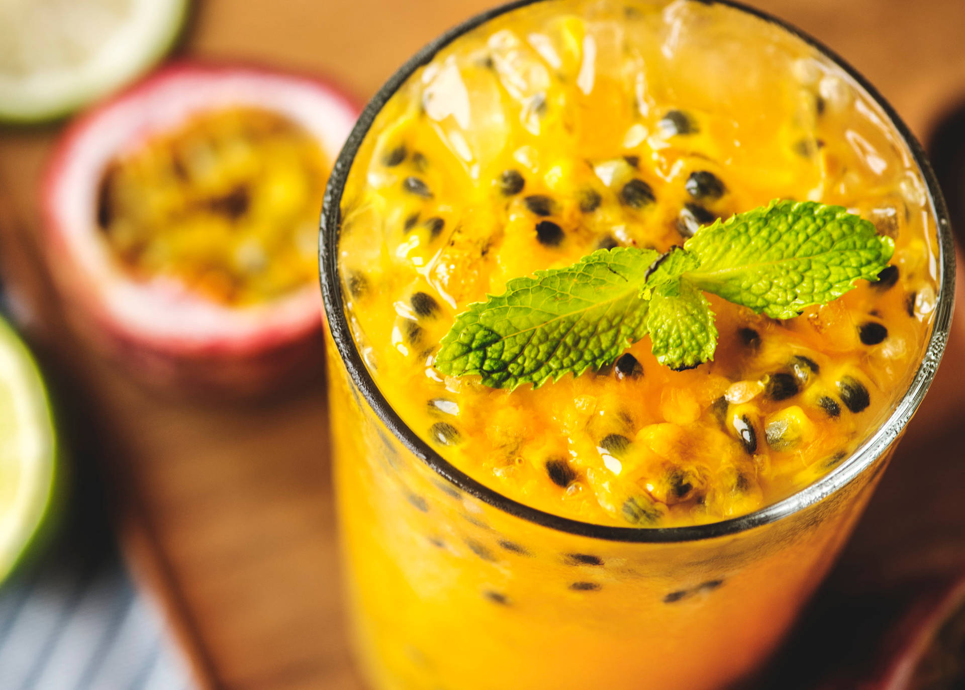 Refreshing Passion Fruit Drink Close Up Wallpaper