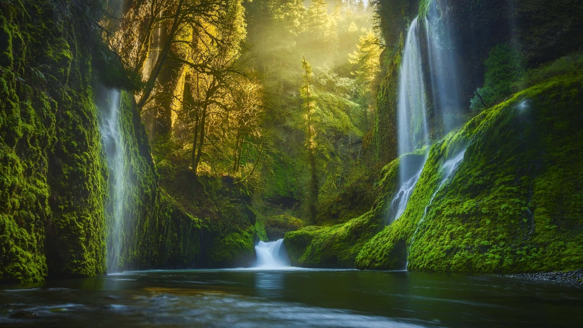 Refreshing View Of A Crystal Clear 4k Waterfall Wallpaper