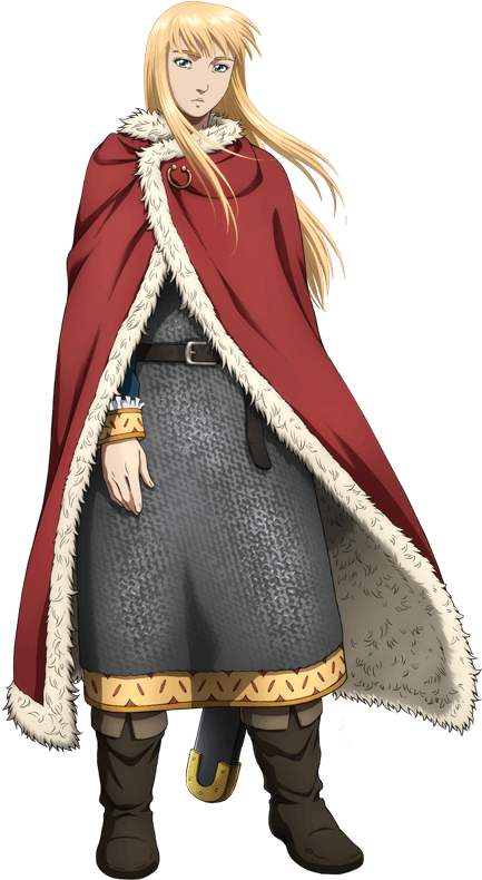 Regal Anime Characterin Red Cloak PNG
