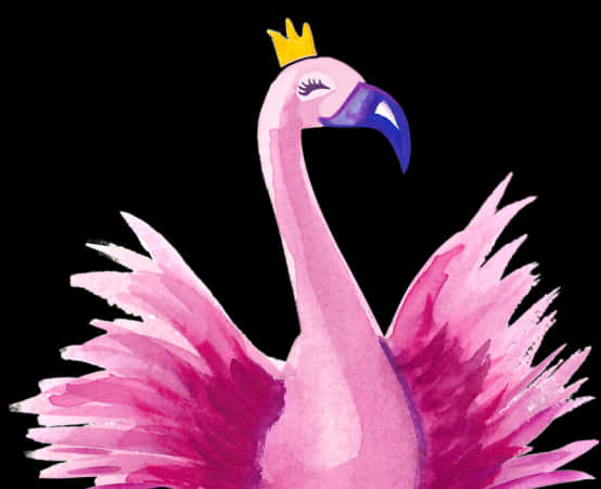 Regal Flamingo Watercolor PNG