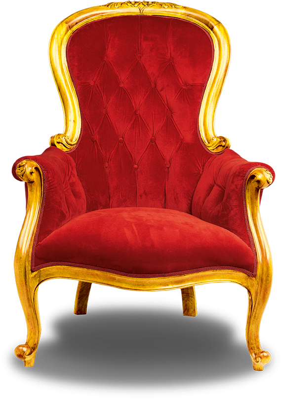 Regal Red Golden Throne Chair PNG