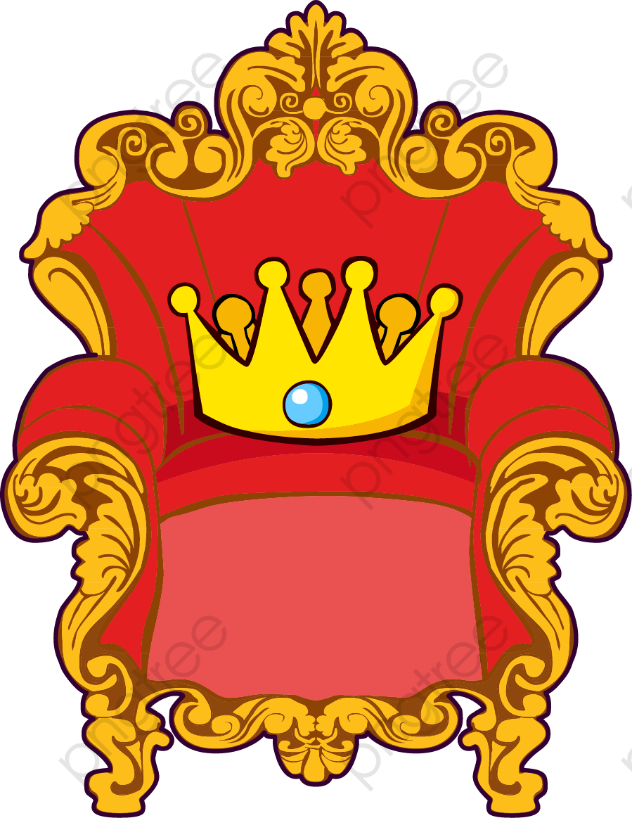 Regal Throne With Golden Crown Illustration PNG