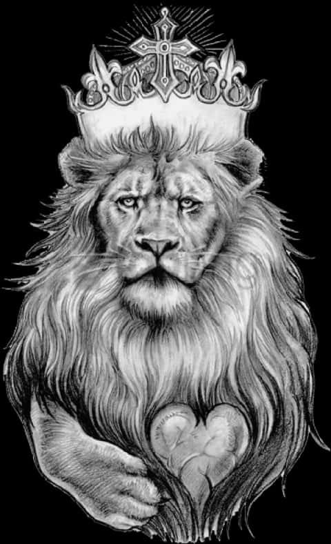 Regal_ Lion_with_ Crown_and_ Cross PNG