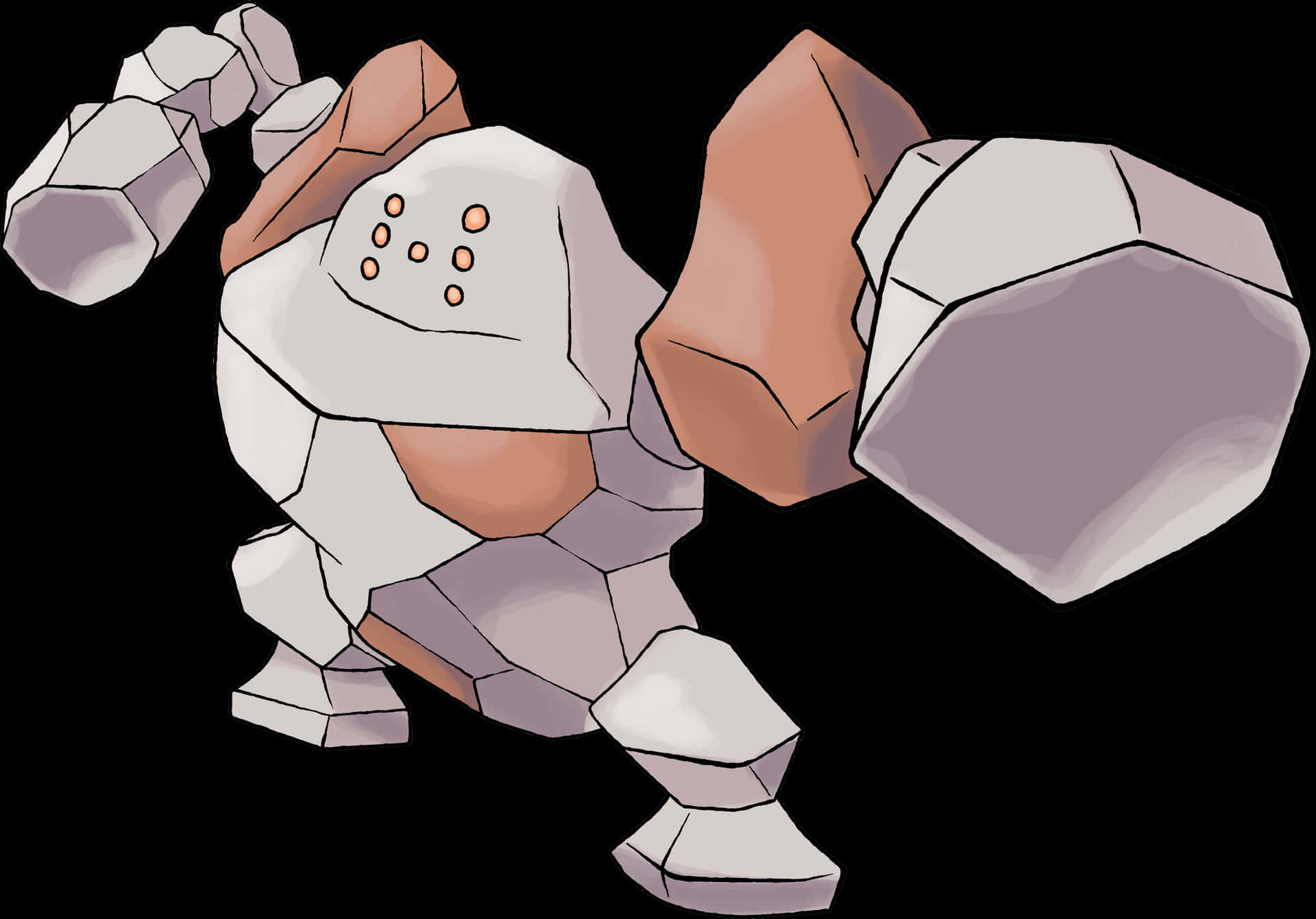 Animated Regirock in a Dynamic Pose against a White Backdrop Wallpaper