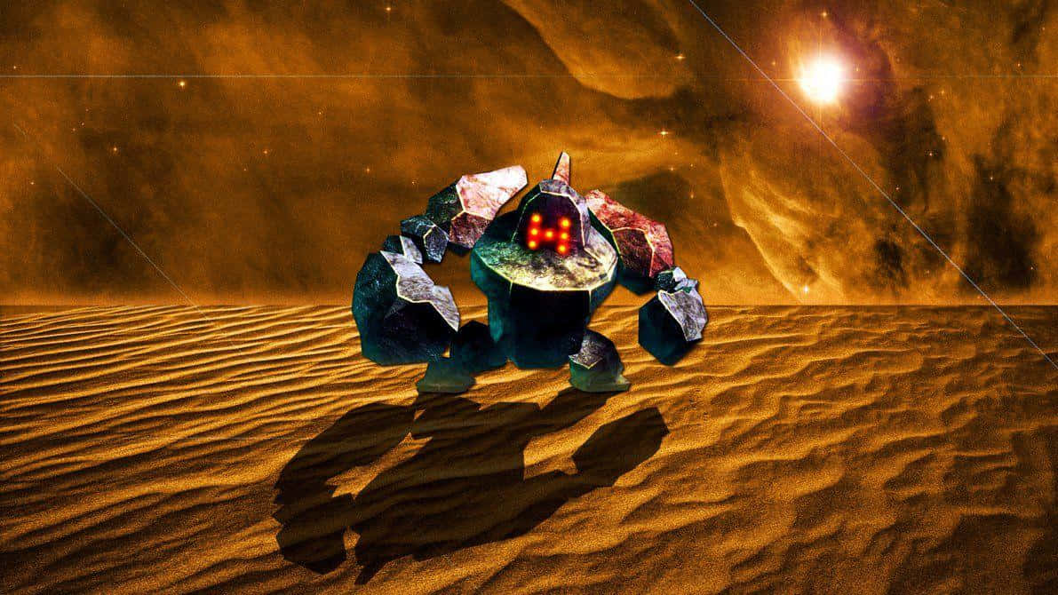 Regirock vandrer ørkenen med røde øjne Wallpaper
