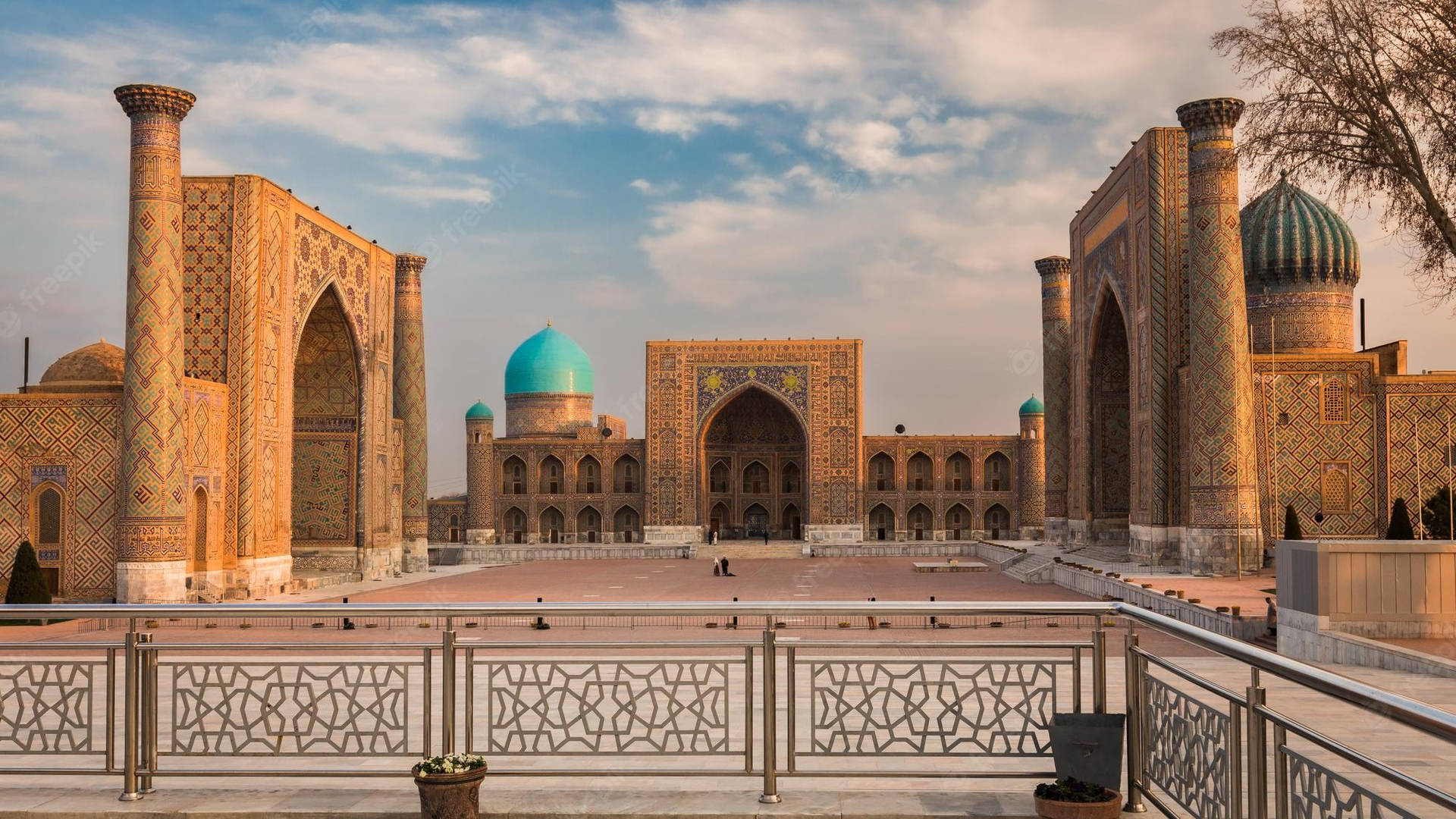 Registon Square Samarkand During Sunrise Wallpaper