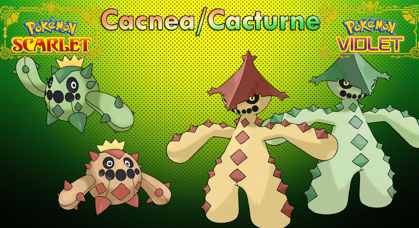 Regular And Shiny Cacnea And Cacturne Wallpaper