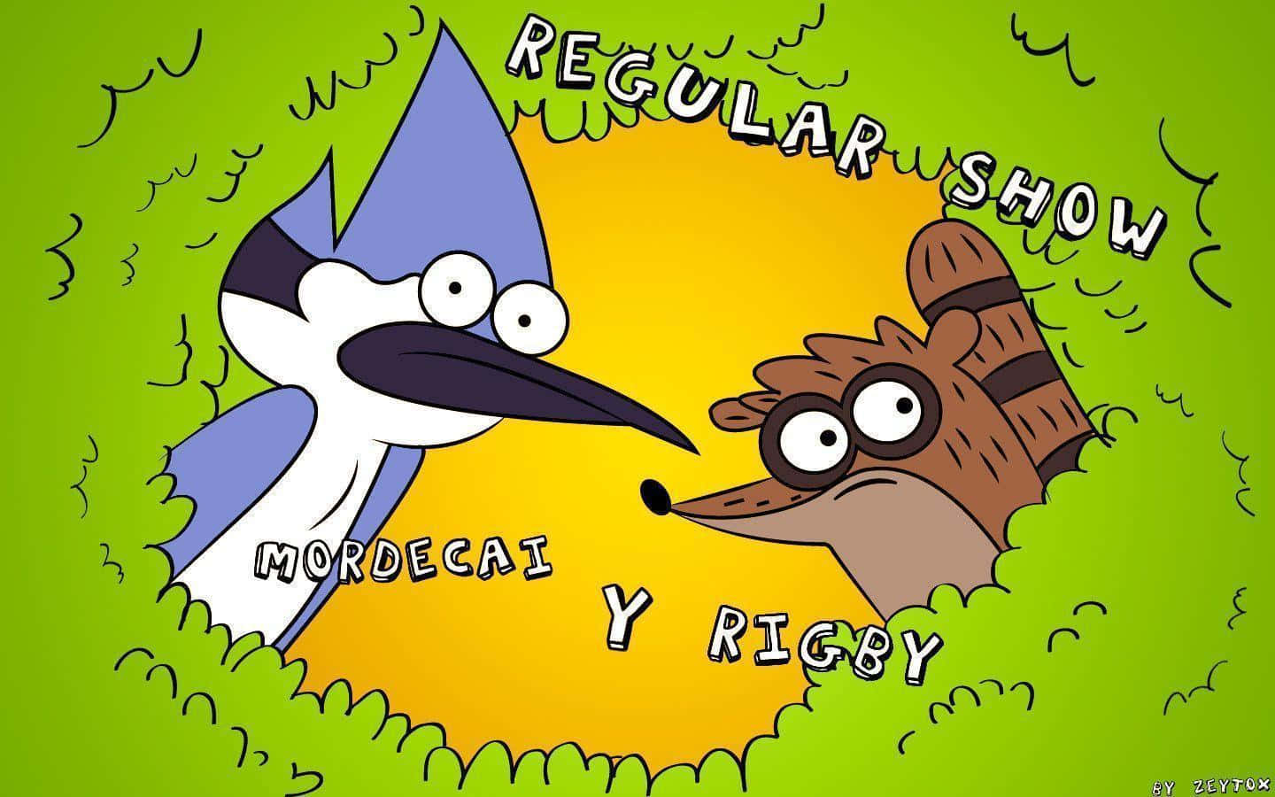 Mordecai and Rigby from Regular Show Chilling in the Park