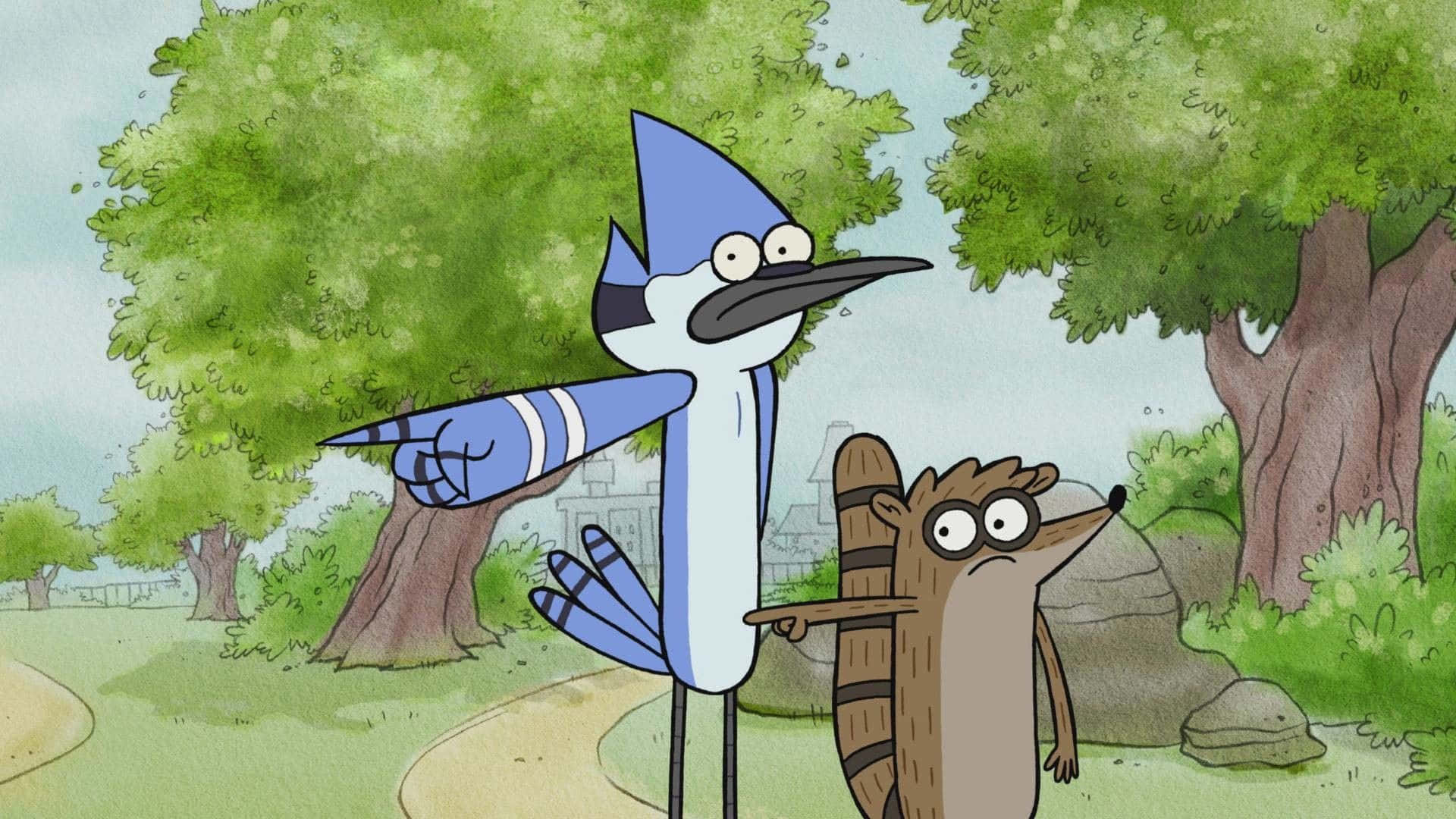A surreal, colorful moment from the iconic Regular Show