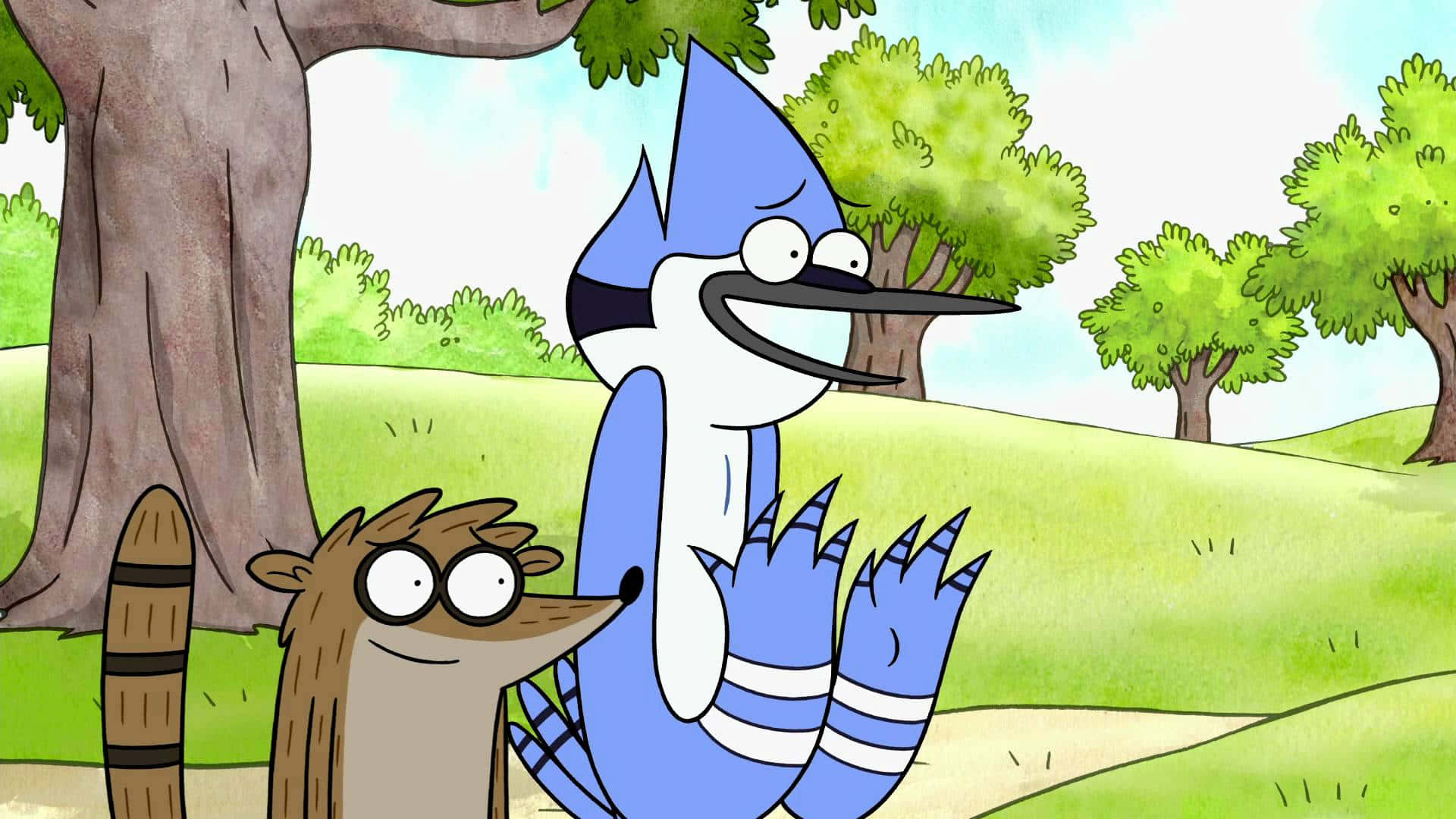 A beautiful 1920x1080 wallpaper featuring the main characters of Regular Show