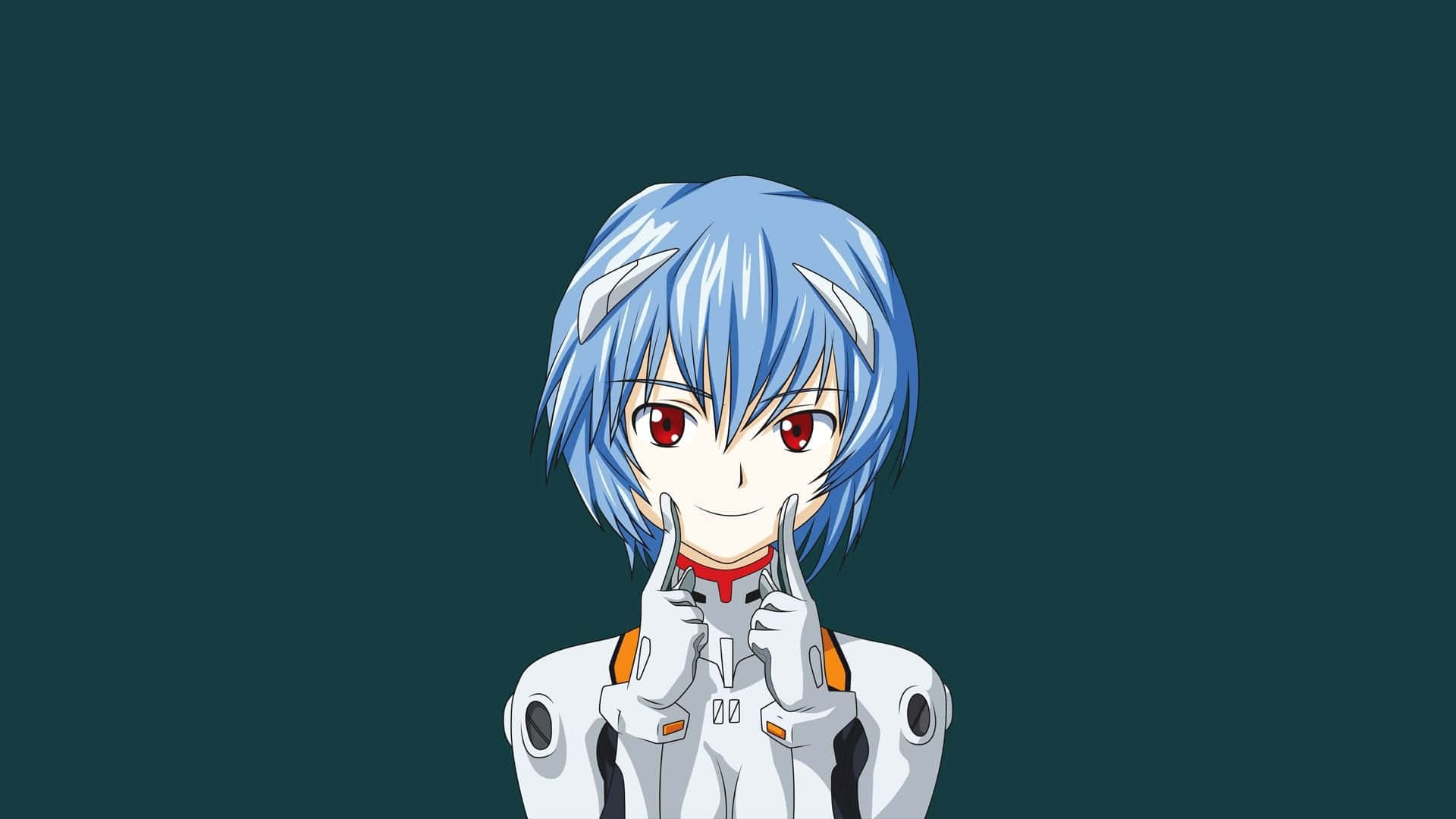 Rei Ayanami - Beautiful Stance in the Iconic Blue Jumpsuit Wallpaper