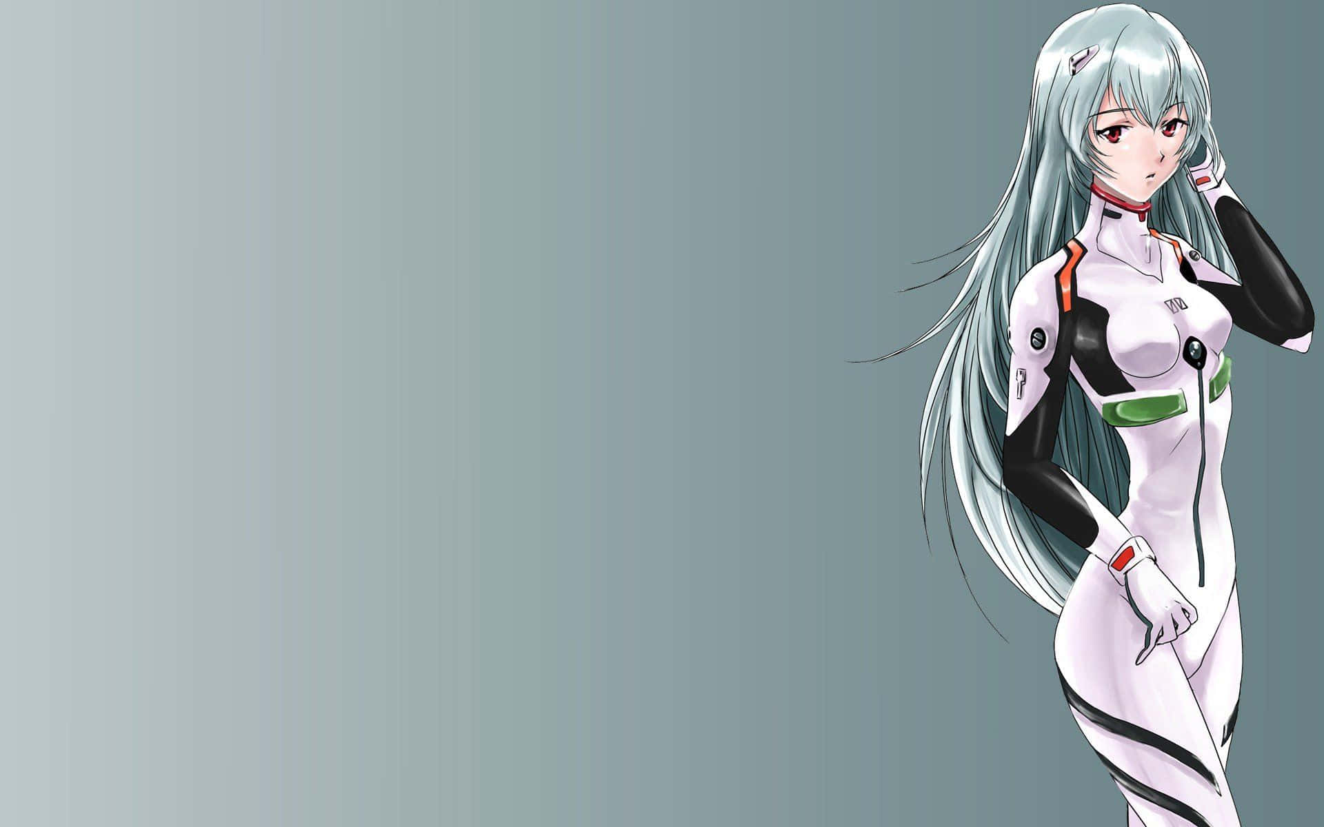 Rei Ayanami in a Thoughtful Pose Wallpaper