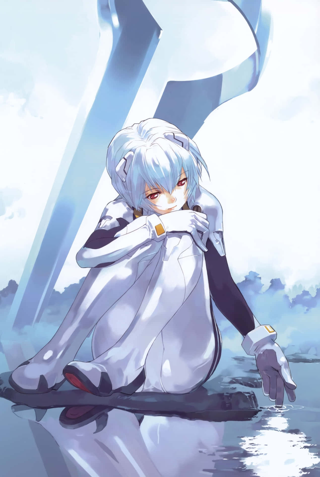 Rei Ayanami in a Mystical Pose Wallpaper