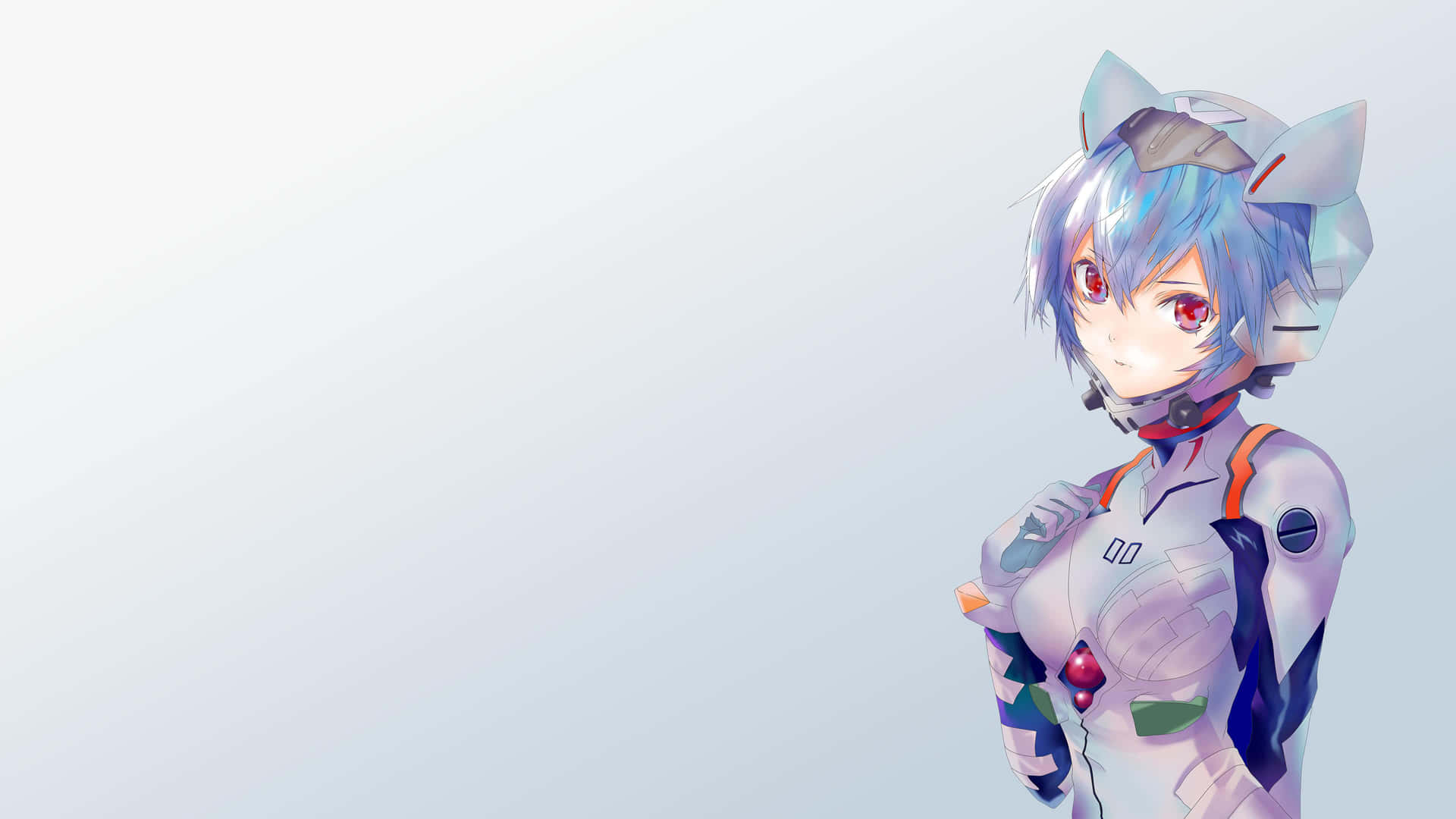 Rei Ayanami posing in her plugsuit with a captivating background Wallpaper