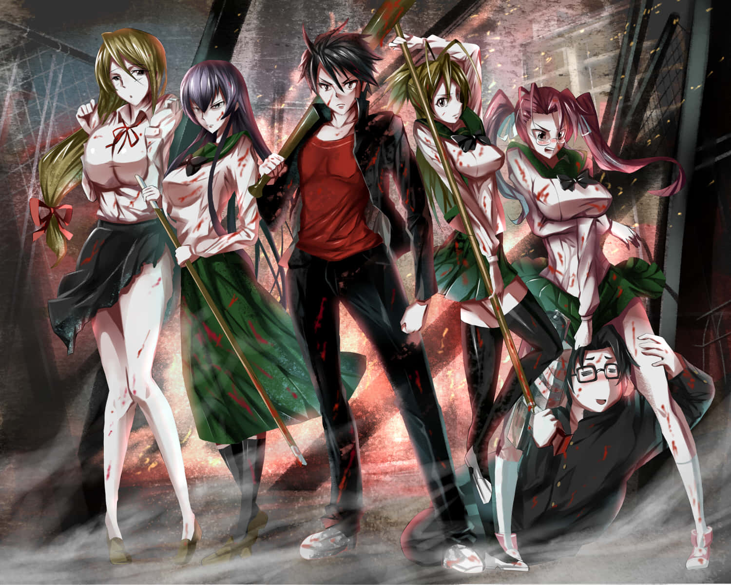 Rei Miyamoto In Action Scene From Highschool Of The Dead Wallpaper