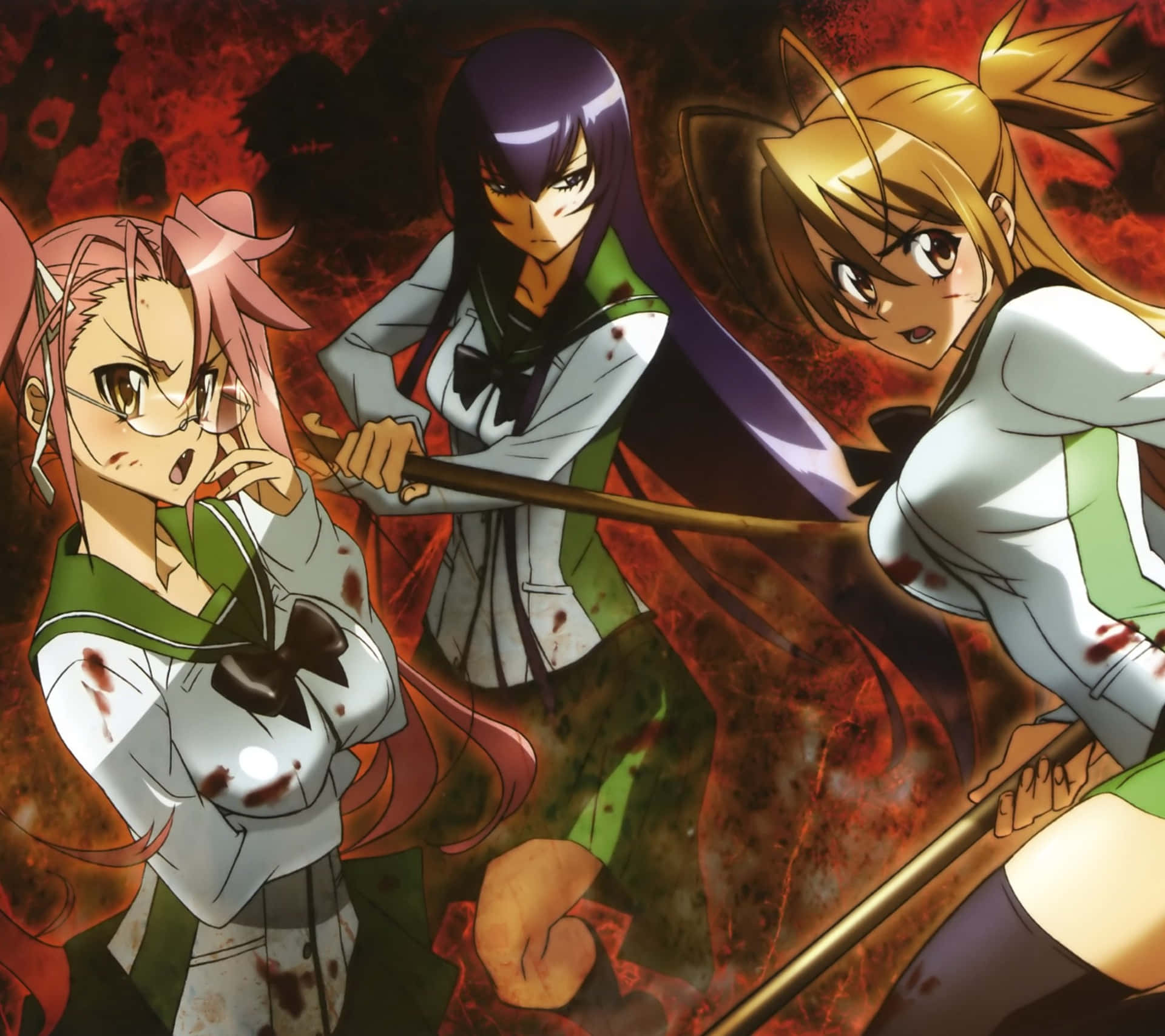 Rei Miyamoto, Poised And Determined From Highschool Of The Dead Wallpaper