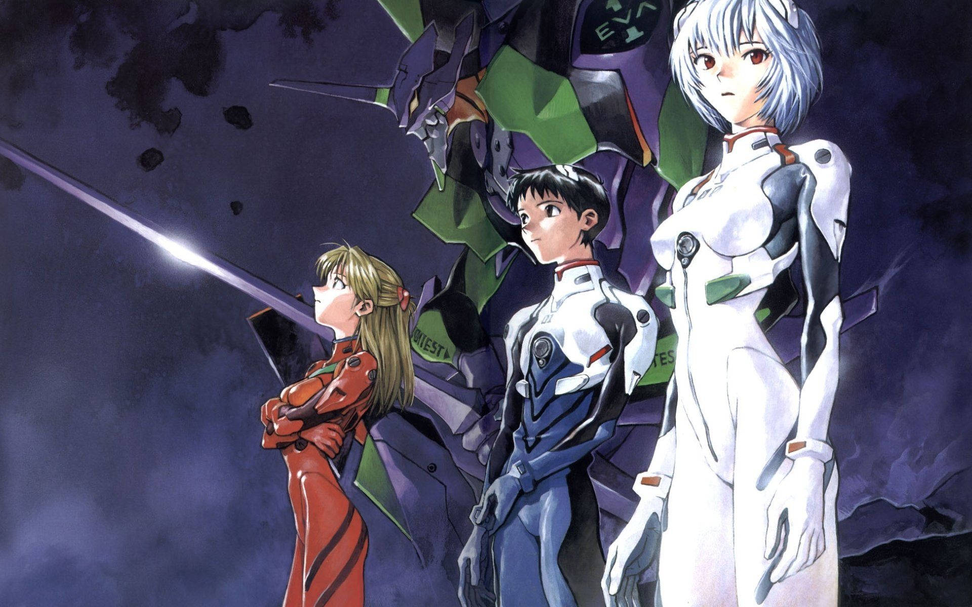 Image  Rei, Shinji and Asuka - Neon Genesis Evangelion Wallpaper