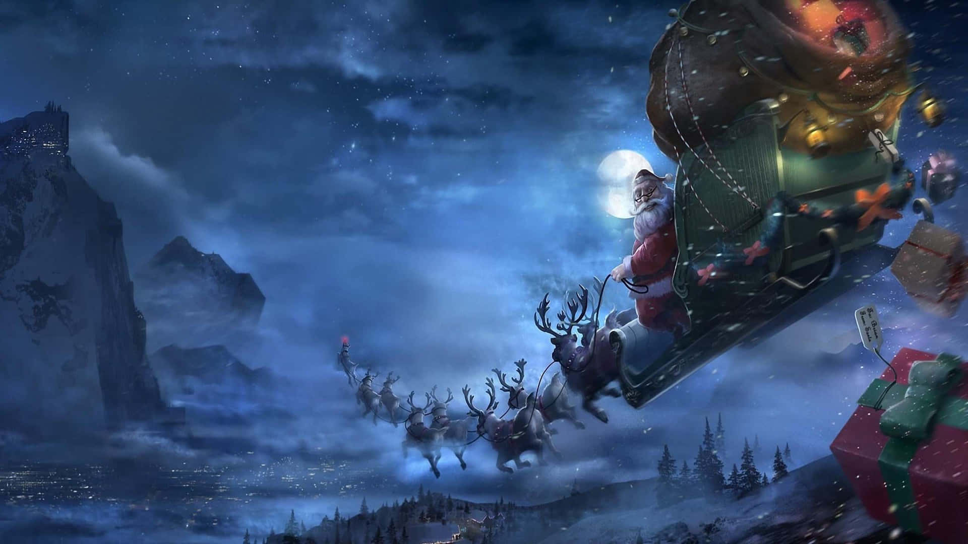 Reindeer in an idyllic winter landscape