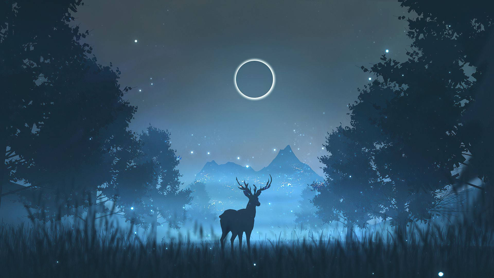 Reindeer Digital Graphic Art Wallpaper