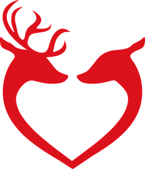 Reindeer Heart Silhouette Graphic PNG