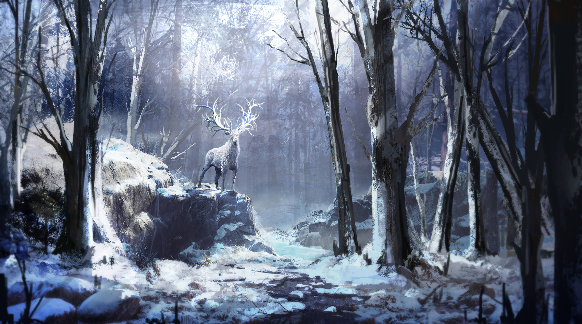 Reindeer In The Forest Wallpaper